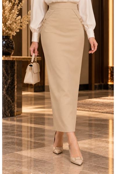 Fabric Pencil Skirt Ecru