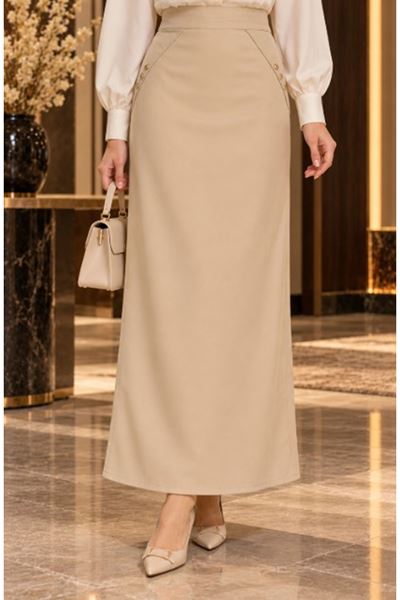 Fabric Pencil Skirt Ecru