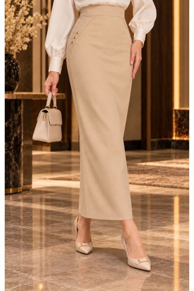 Fabric Pencil Skirt Ecru