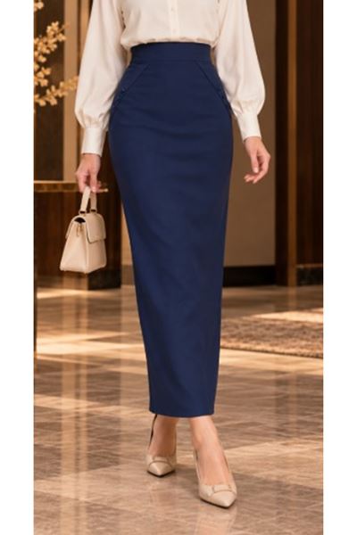Fabric Pencil Skirt Navy Blue