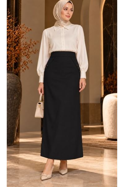  Fabric Pencil Skirt Black