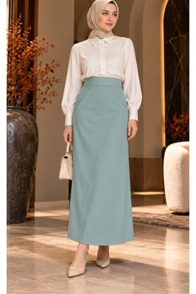 Fabric Pencil Skirt Green
