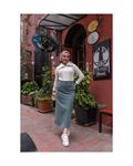 Blue Lycra and Gabardine Midi Skirt