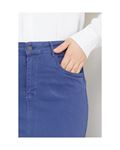 Navy blue lycra and gabardine midi skirt