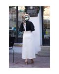 Gabardine skirt with pockets and buckles, cream