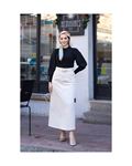 Gabardine skirt with pockets and buckles, cream