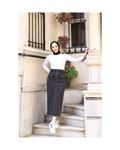 تنورة حجاب بلون الفحم مع أزرار وبطانة وجيوب