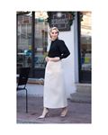 Gabardine skirt with pockets and buckles, cream