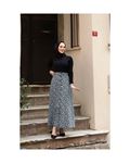 Blue viscose skirt with buttons