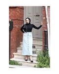 Blue hijab skirt with pockets and large buttons