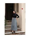 Blue viscose skirt with buttons