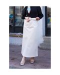 Gabardine skirt with pockets and buckles, cream