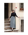 Blue viscose skirt with buttons