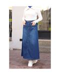 Denim Skirt with Snap Waist Zipper and Pocket Detail Blue