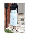 Blue hijab skirt with pockets and large buttons