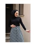 Blue viscose skirt with buttons