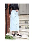 Blue hijab skirt with pockets and large buttons