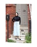 Blue hijab skirt with pockets and large buttons