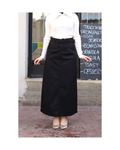 Gabardine skirt with pockets and buckles, black