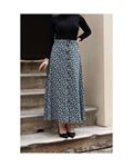 Blue viscose skirt with buttons