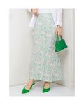 Green viscose and cotton skirt
