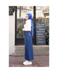 Denim Skirt with Snap Waist Zipper and Pocket Detail Blue