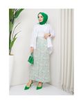 Green viscose and cotton skirt