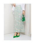 Green viscose and cotton skirt