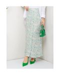 Green viscose and cotton skirt