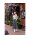 Blue Lycra and Gabardine Midi Skirt