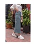 Blue Lycra and Gabardine Midi Skirt