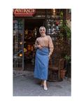 Natural Fabric Belted Denim Skirt Light Blue