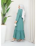 Crepe Fabric Shoulder Ruffle Dress Green
