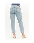 Blue Denim Pants with Darted Hems
