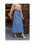 Natural Fabric Belted Denim Skirt Light Blue