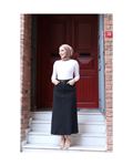 Natural Fabric Belted Denim Skirt Black