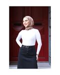 Natural Fabric Belted Denim Skirt Black