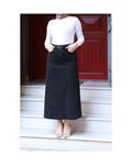 Natural Fabric Belted Denim Skirt Black