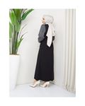Round Patterned Chiffon Sleeve Tugba Model Dress - Black
