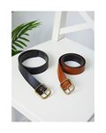  Faux Leather Belt – Tan Black
