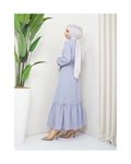 Crepe Fabric Shoulder Ruffle Dress Gray