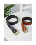 Faux Leather Belt – Tan Black