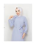 Crepe Fabric Shoulder Ruffle Dress Gray