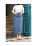 Natural Fabric Belted Denim Skirt Blue