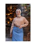 Natural Fabric Belted Denim Skirt Light Blue
