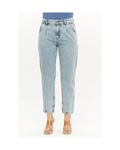 Blue Denim Pants with Darted Hems