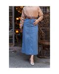 Natural Fabric Belted Denim Skirt Light Blue