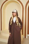 قبعة غوص كبيرة طويلة بغطاء رأس باللون البني
