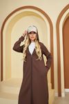 قبعة غوص كبيرة طويلة بغطاء رأس باللون البني