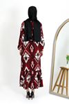 DESENLİ KIVRIMLI ELBİSE, Bordo